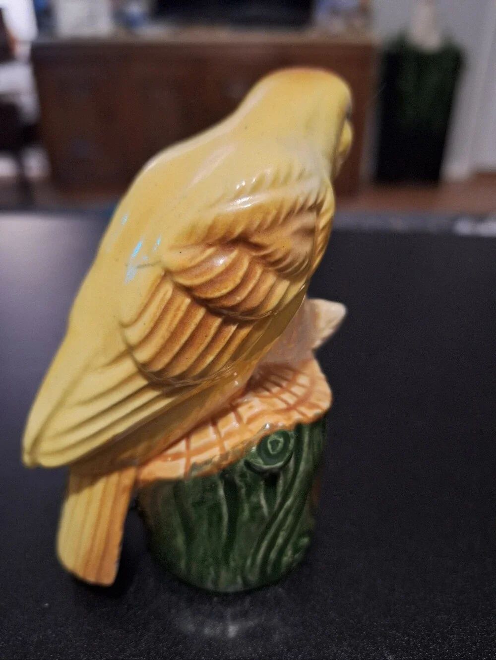 Single Yellow Ceramic Bird Figurine Salt & Pepper Shaker - Decorative Bird